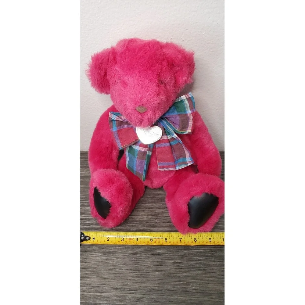 Vintage 1992 GUND VICTORIA'S SECRET Plush Pink TEDDY BEAR Stuffed Animal Plaid
